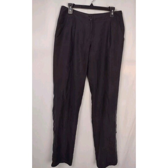 Trouve Womens 100% Silk Black Trouser Pant Roll Up Option Size 6 Casual Dressy - Picture 1 of 13